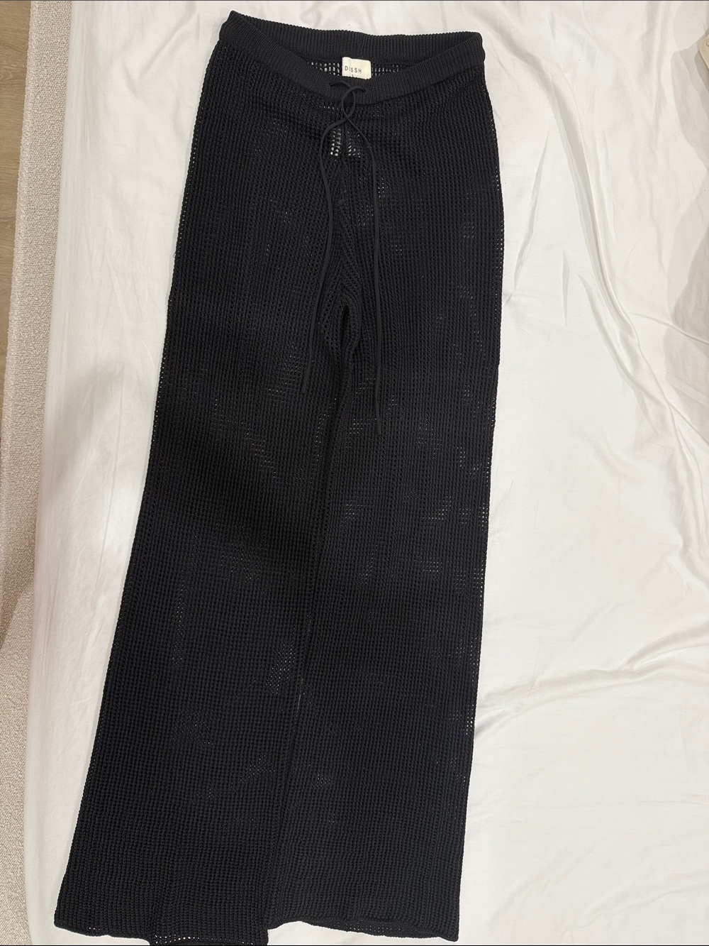 DISSH Black Knit Drawstring Wide-Leg Pants